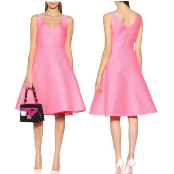 Prada Duchesse Froiss Textured Sleeveless Bright Pink Dress Sz 6 - Picture 1 of 16